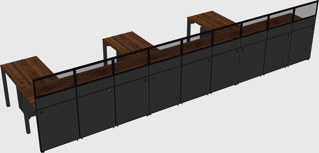 Shared l-shaped cubicle