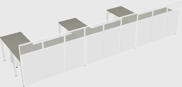 Shared l-shaped cubicle