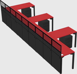 Shared l-shaped cubicle