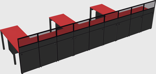 Shared l-shaped cubicle