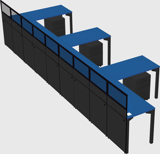 Shared l-shaped cubicle