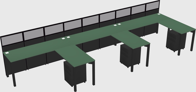 Shared l-shaped cubicle