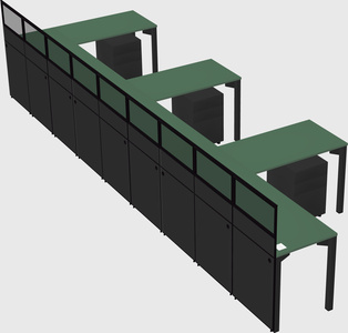 Shared l-shaped cubicle