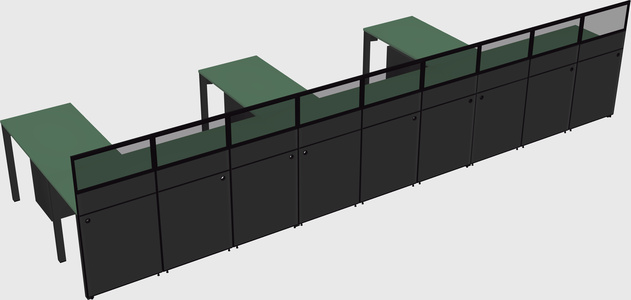 Shared l-shaped cubicle