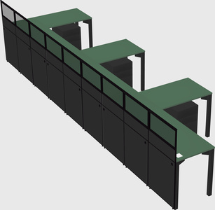 Shared l-shaped cubicle