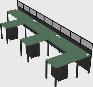 Shared l-shaped cubicle