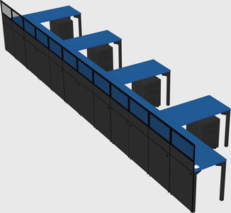 Shared l-shaped cubicle