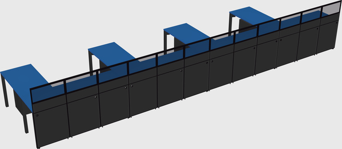 Shared l-shaped cubicle