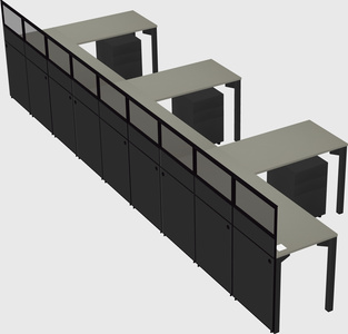 Shared l-shaped cubicle