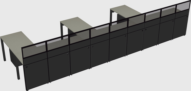 Shared l-shaped cubicle