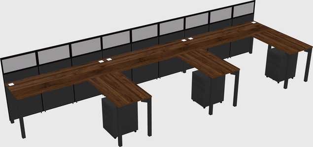 Shared l-shaped cubicle