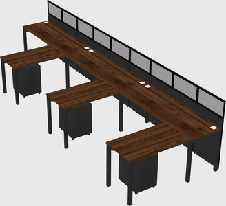 Shared l-shaped cubicle