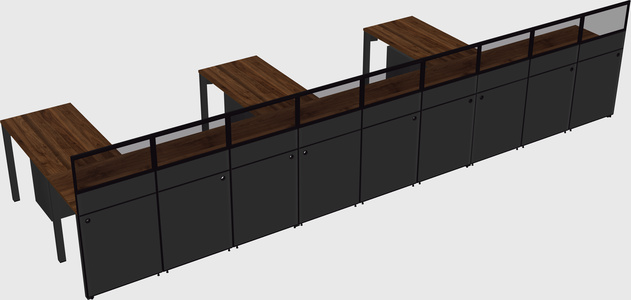 Shared l-shaped cubicle