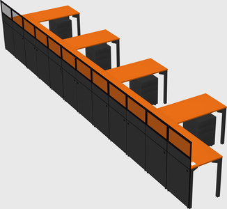 Shared l-shaped cubicle
