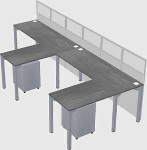 Shared l-shaped cubicle