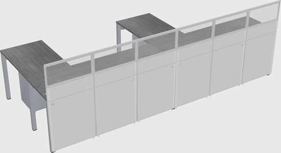 Shared l-shaped cubicle