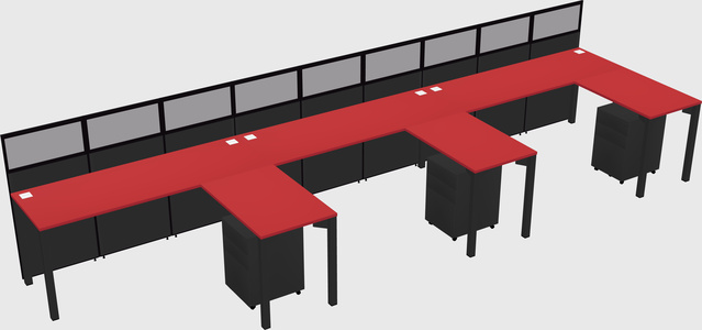 Shared l-shaped cubicle
