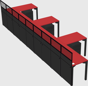 Shared l-shaped cubicle