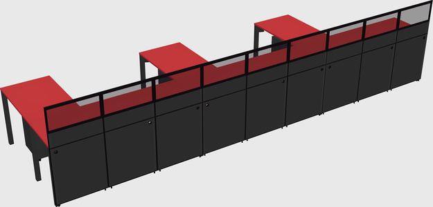 Shared l-shaped cubicle