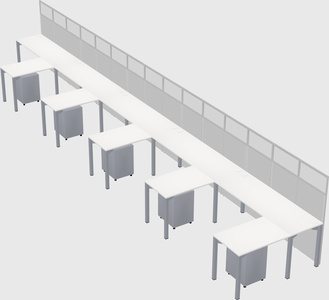 Shared l-shaped cubicle