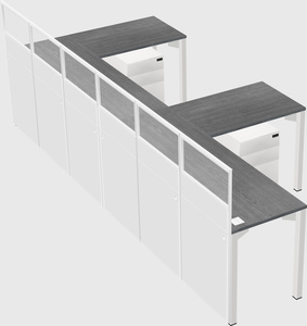 Shared l-shaped cubicle