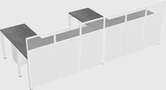 Shared l-shaped cubicle