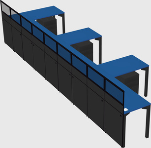 Shared l-shaped cubicle