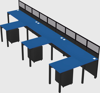 Shared l-shaped cubicle