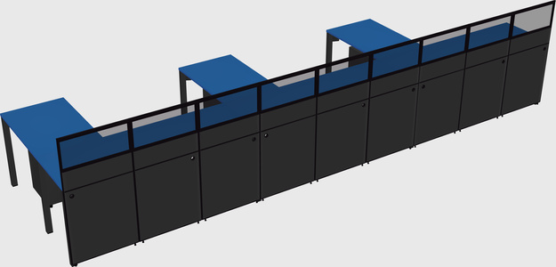Shared l-shaped cubicle
