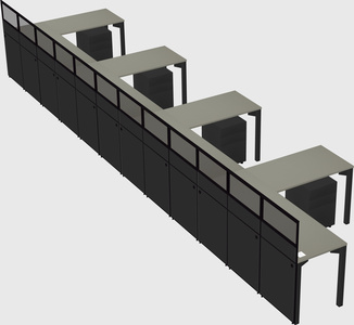Shared l-shaped cubicle