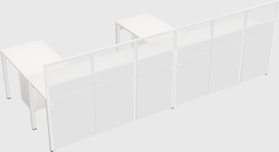 Shared l-shaped cubicle