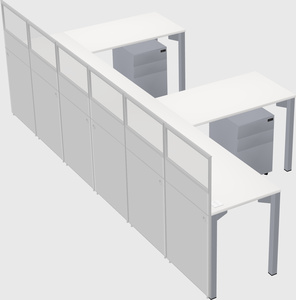 Shared l-shaped cubicle