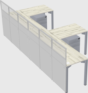 Shared l-shaped cubicle