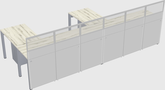 Shared l-shaped cubicle
