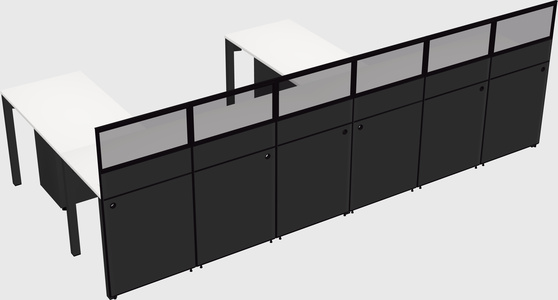 Shared l-shaped cubicle