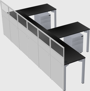Shared l-shaped cubicle