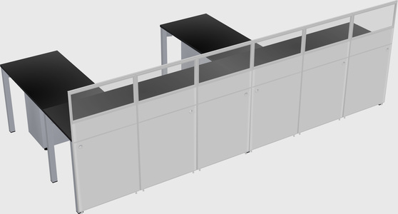 Shared l-shaped cubicle