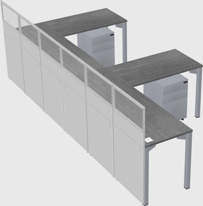 Shared l-shaped cubicle