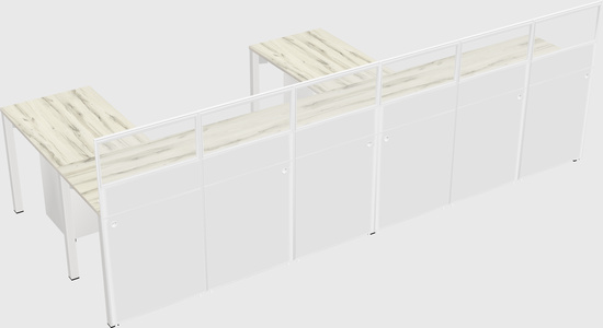 Shared l-shaped cubicle