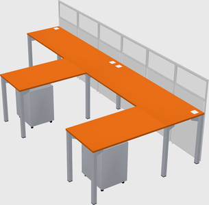 Shared l-shaped cubicle