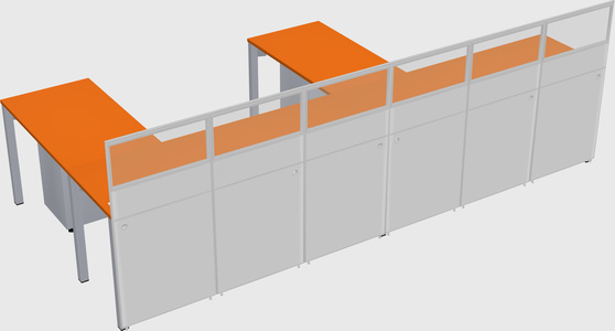 Shared l-shaped cubicle
