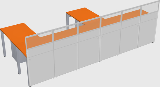 Shared l-shaped cubicle