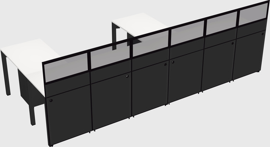 Shared l-shaped cubicle
