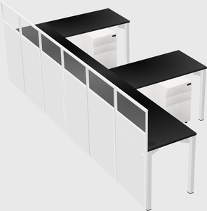 Shared l-shaped cubicle