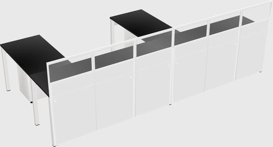 Shared l-shaped cubicle