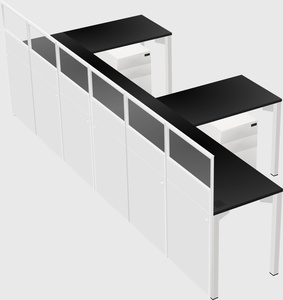 Shared l-shaped cubicle
