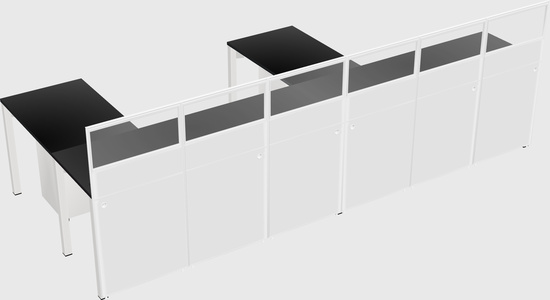 Shared l-shaped cubicle