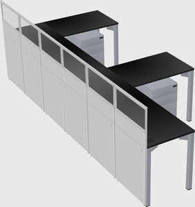 Shared l-shaped cubicle