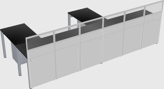 Shared l-shaped cubicle