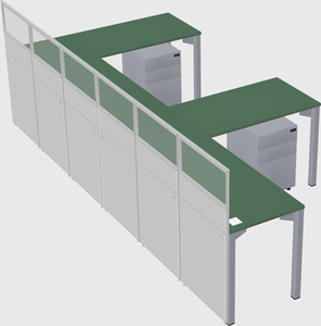 Shared l-shaped cubicle